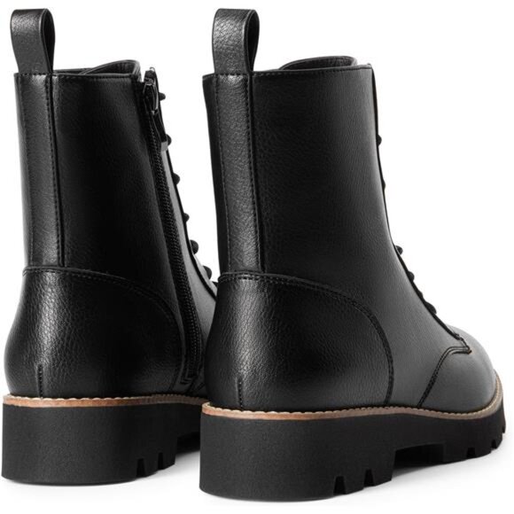 Women's Combat Ankle Boots Lace up Lug Sole Fashion Booties Shoes - Picture 3 of 7